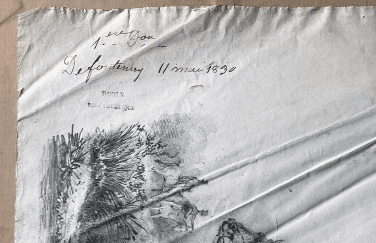 Antique Pencil Drawing Rider, Horses, Polytechnique School 1830 image 4