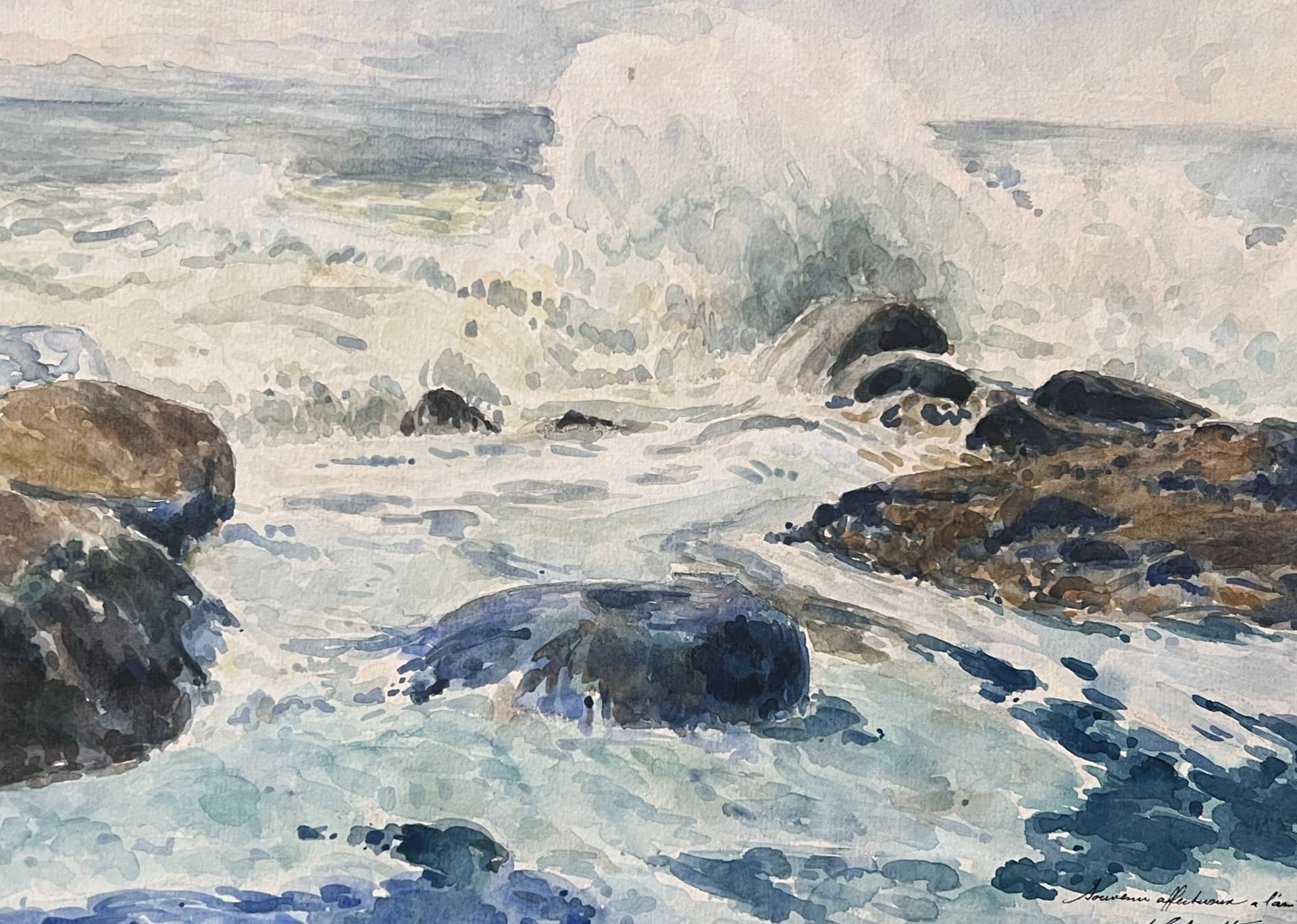 Drawing Seaview Waves by August SCHAEFFER (1833-1916)