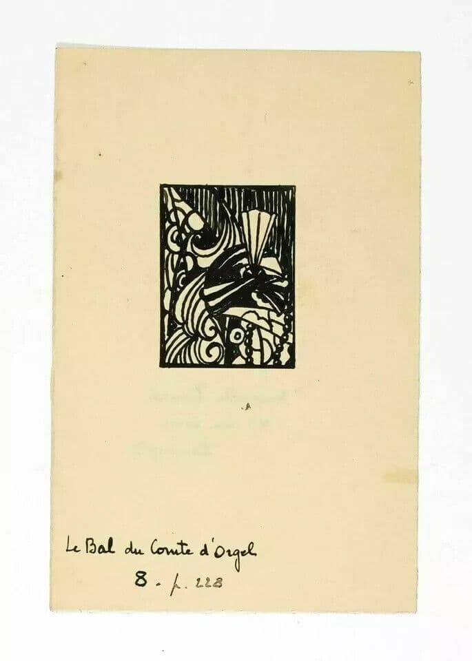 Vintage Ink Drawing Original signed PICARD (MARCELLE) - Bal of Comte Orgel image 3