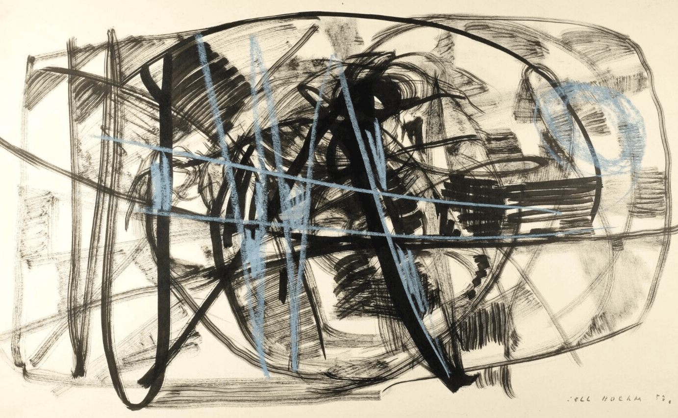Modern Vintage Ink Drawing Abstraction, Abstract 1952 Original Signed image 1