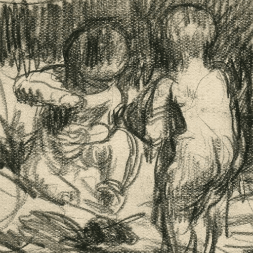 Vintage Pencil Drawing Original signed Putti and Sketches image 2