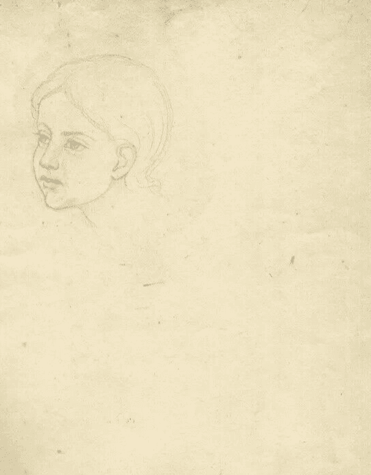 Antique Pencil Original Drawing 19th century Young Girl Portrait image 3
