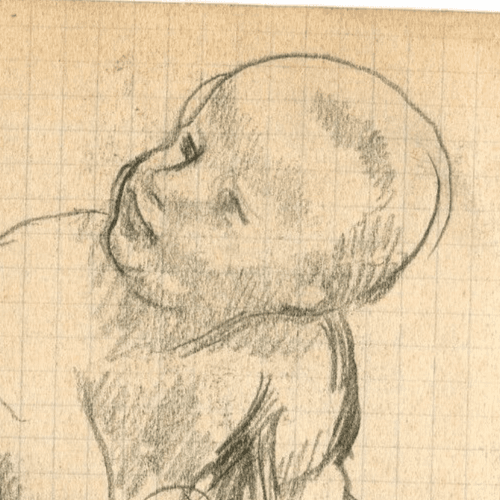 Vintage Pencil Original Drawing Baby Portrait Sketch image 2