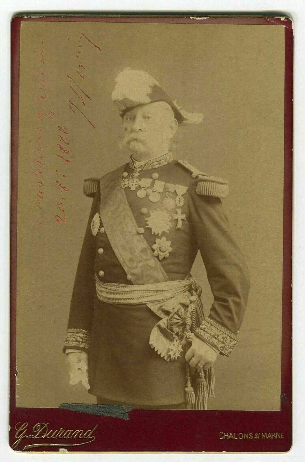 Photography Cabinet Card G.DURAND - Military, Dedication c 1888 image 2
