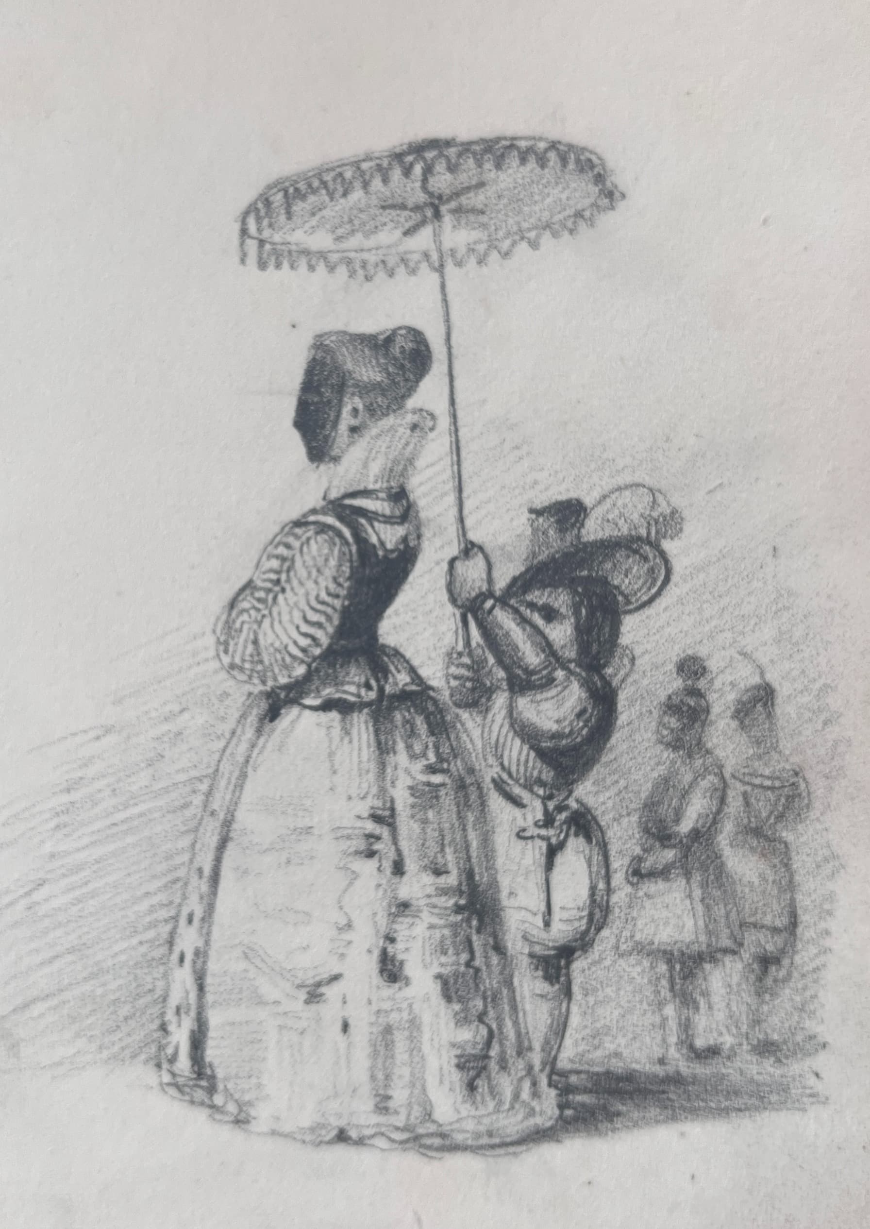 Masked Woman Portrait 19th century Drawing image 1
