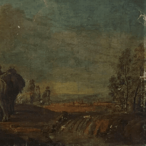 Antique Oil Painting Original around Charles PARROCEL c 1800 Artwork image 4