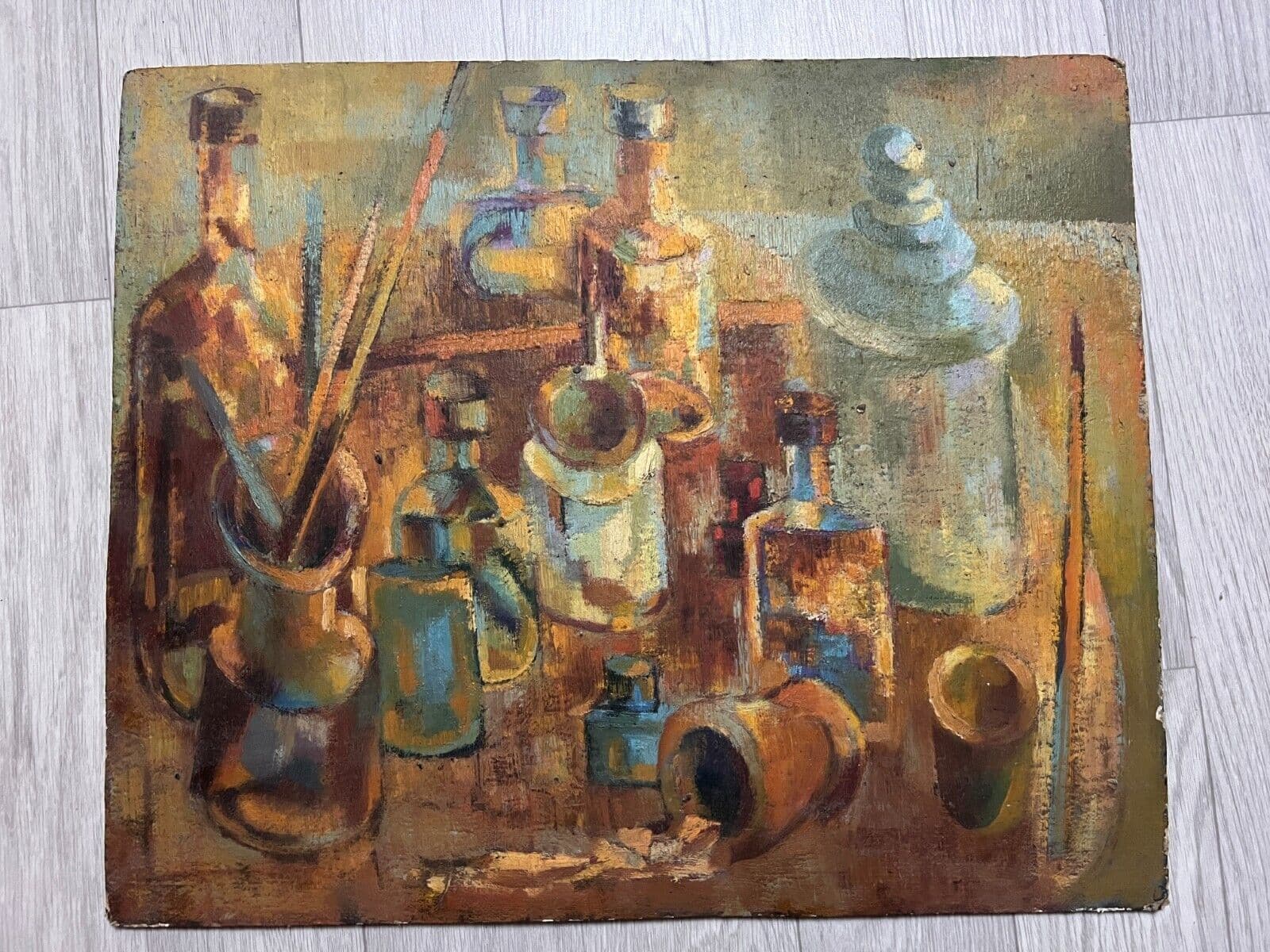 Antique Original Painting Still Life, Drinks, Artist, Working life image 6