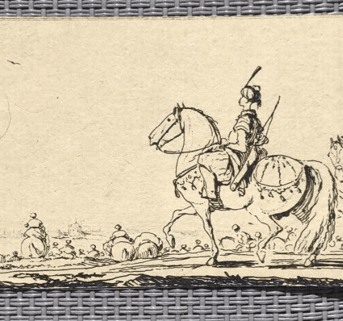 Antique Etching Original Horses, Landscape Philibert Benoît DELARUE (1718-1780) image 4