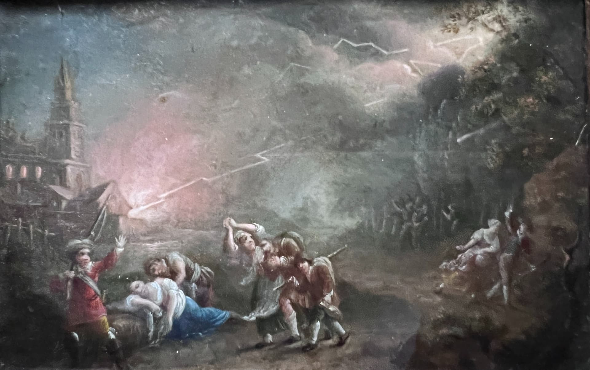 People and Castle Landscape in a Storm