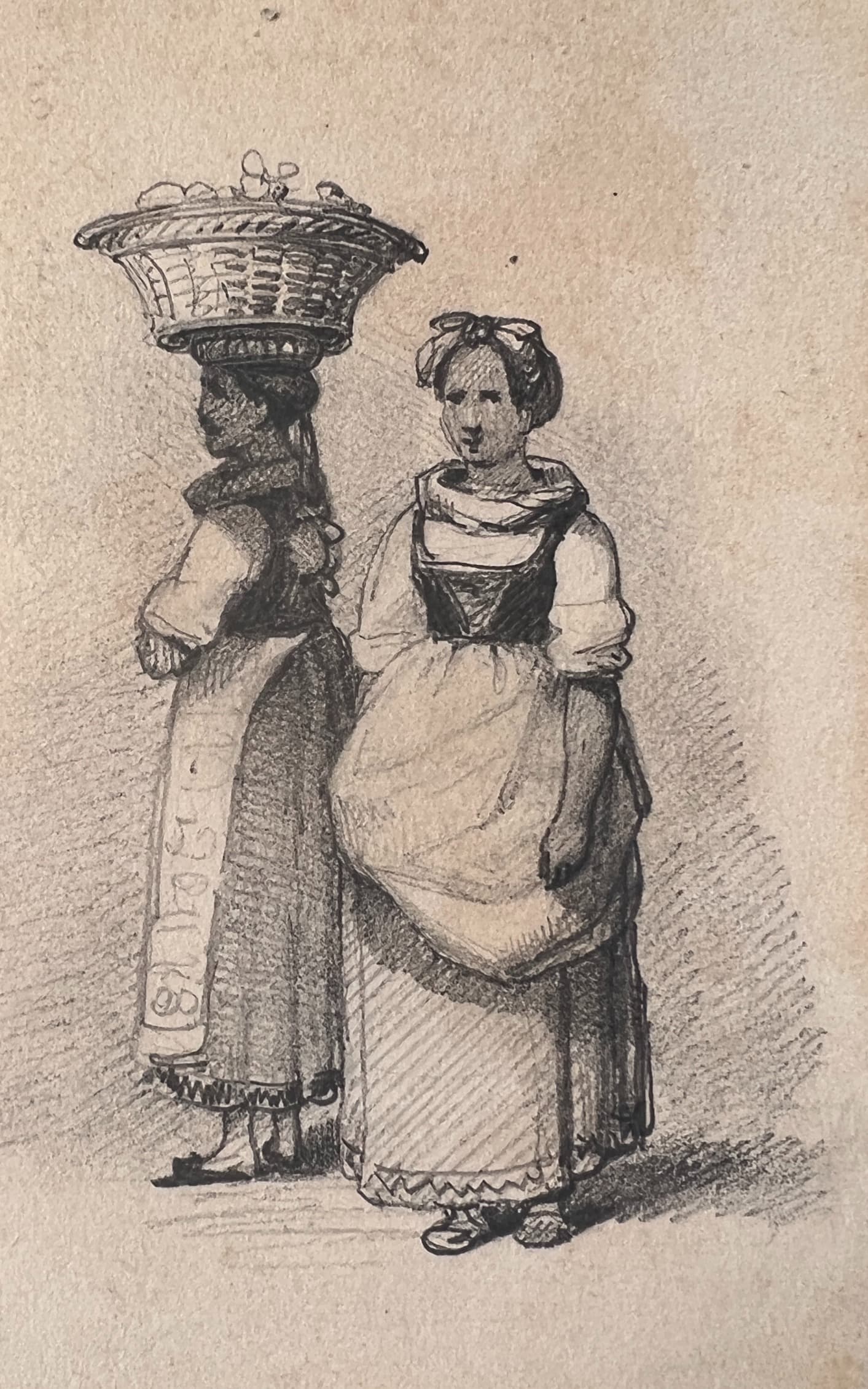Italian Women Portrait 19th century Drawing