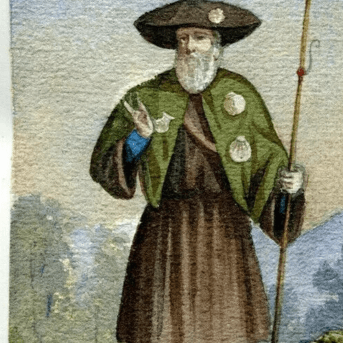 Vintage Original Drawing Italian Beard Man with Hat Artwork image 3