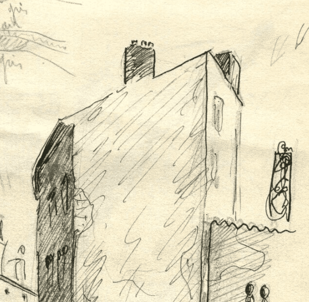 Vintage Ink Original Drawing Cityviews, Buildings, Houses c. 1930 image 4