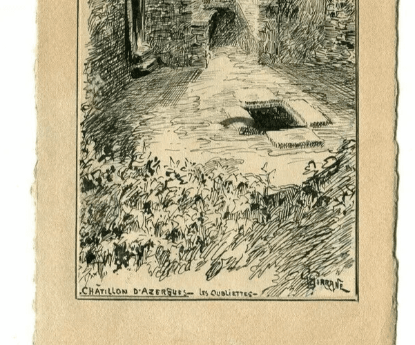 Vintage Ink Drawing signed Chatillon Azergues, les Oubliettes by GIRRANE image 4