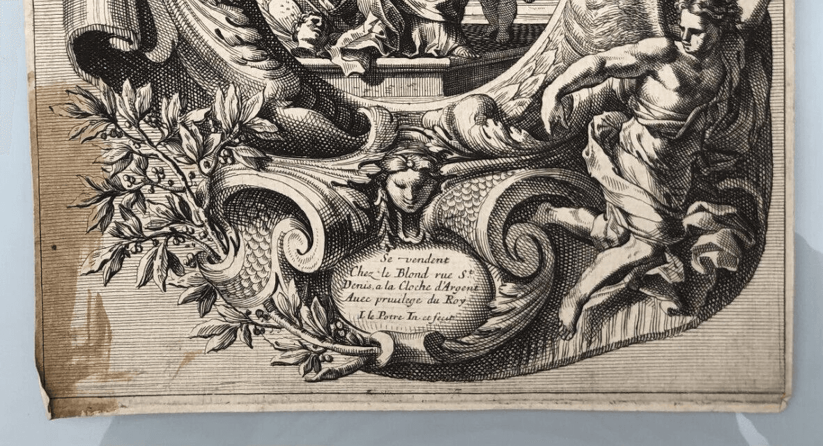 Antique Original Etching Jean Le Pautre (1618–1682) Painter and Angels Etching image 2