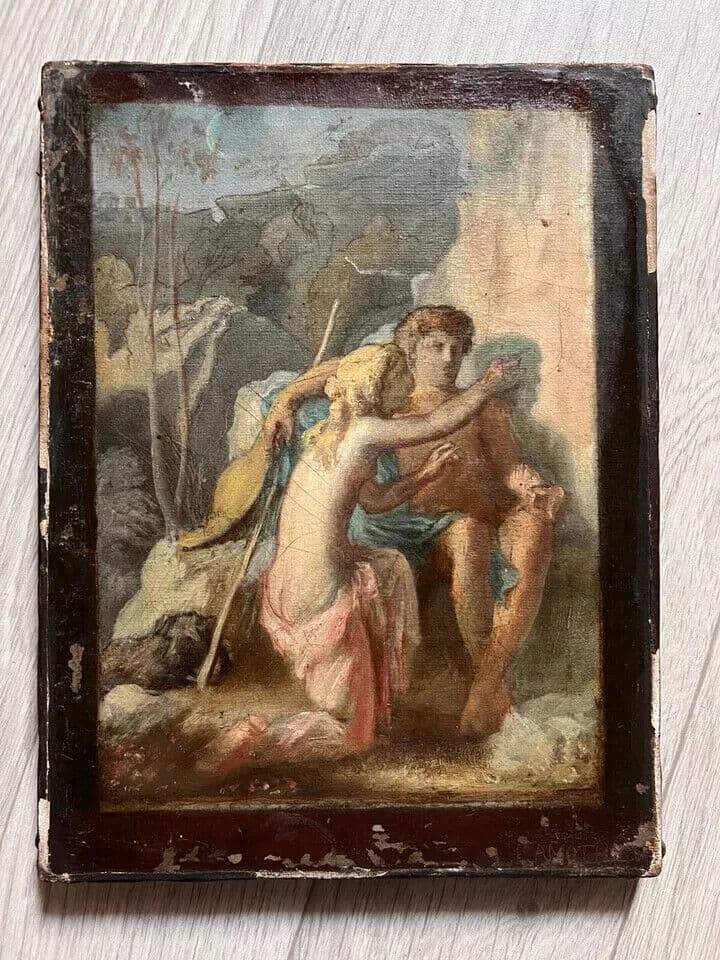Antique Painting Canvas Louis LAMOTHE (1822-1869) Religious Scene image 2