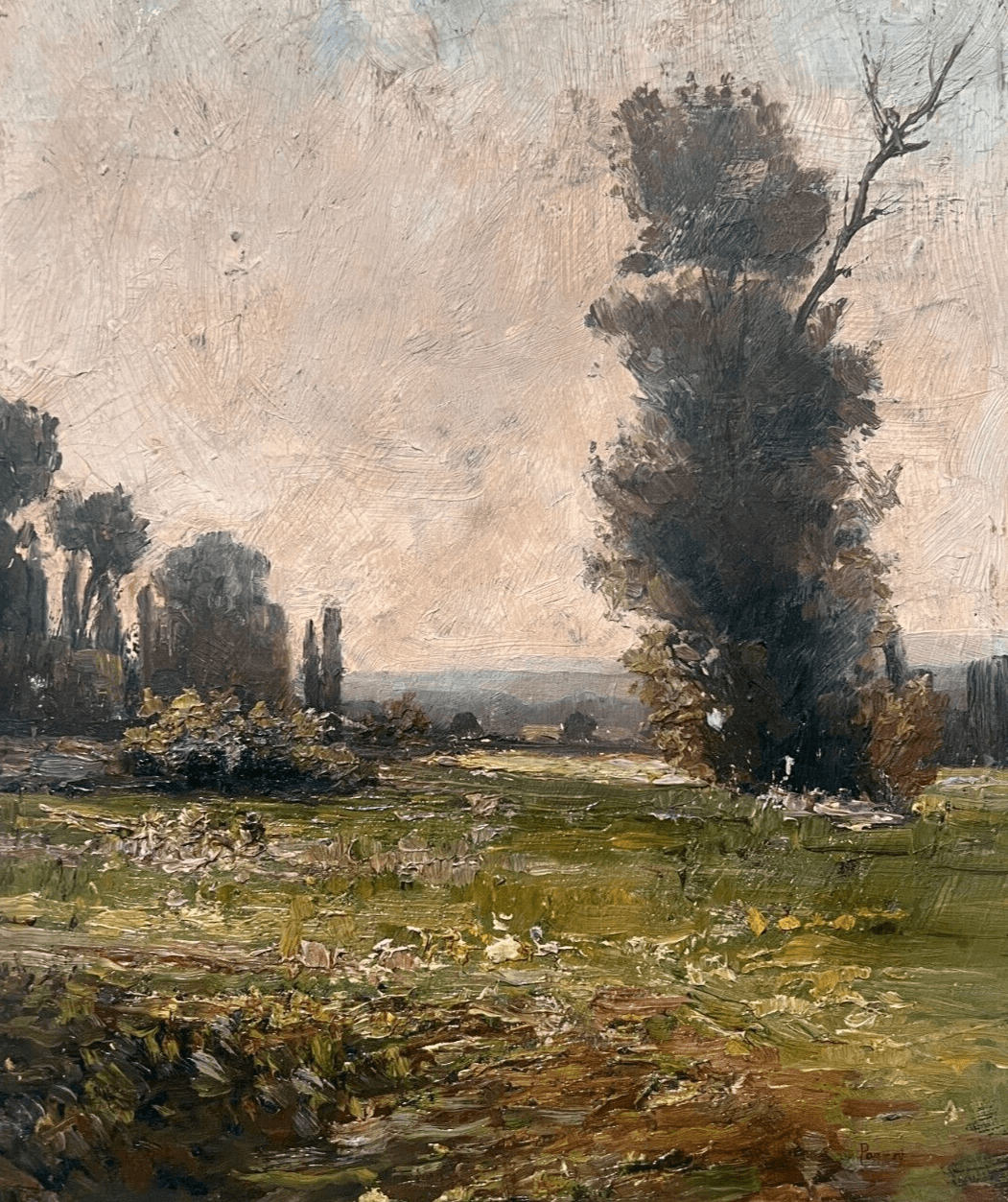 Antique Oil Painting Signed Forest, Trees, Landscape image 1