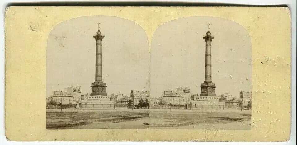 Vintage Stereoview - July Colonne, Place Bastille Paris Albumen c. 1860 image 3