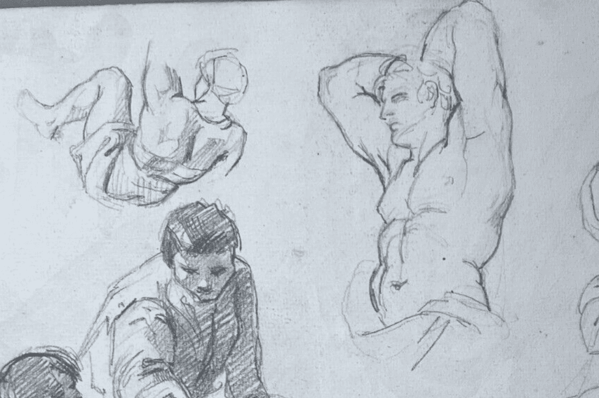 Antique Original Drawing 19th century People Family Portraits Sketches image 4
