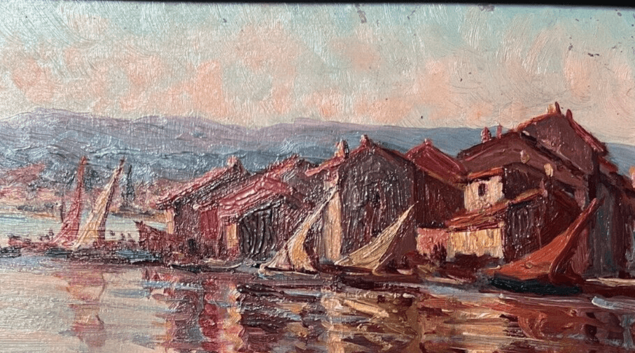 Antique Oil Original Painting signed Maritime Landscape, Seascape image 2