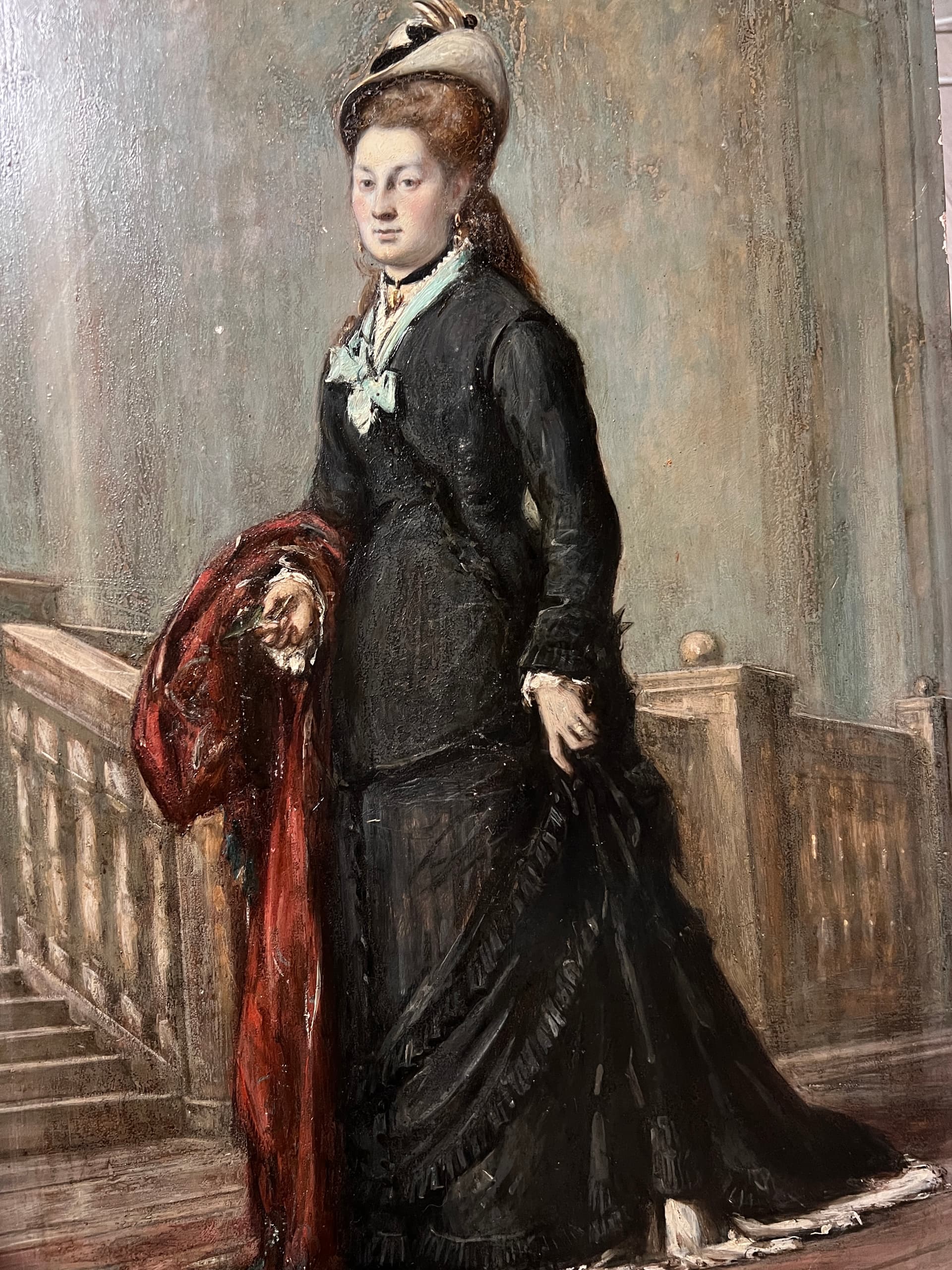 Painting by Pierre ANDRIEU (1821-1892) Woman with Hat Portrait