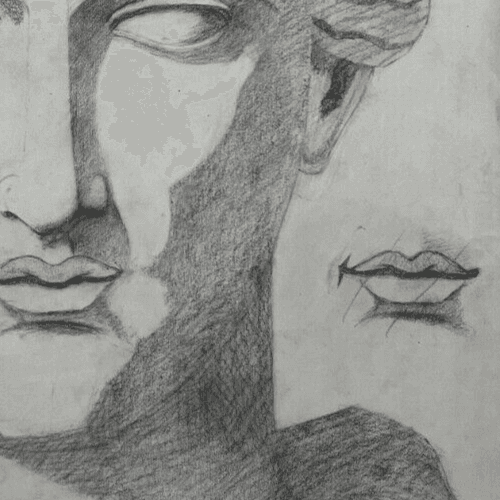 Antique Original Drawing Man, Portrait, Sculpture, Profil image 4