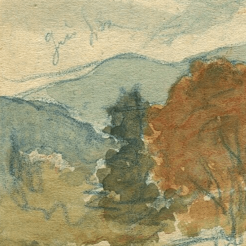 Vintage Drawing Original Landscape, Tree, St-Cyr, Mountain Original Signed 1943 image 2