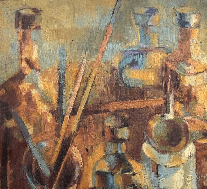 Antique Original Painting Still Life, Drinks, Artist, Working life image 2