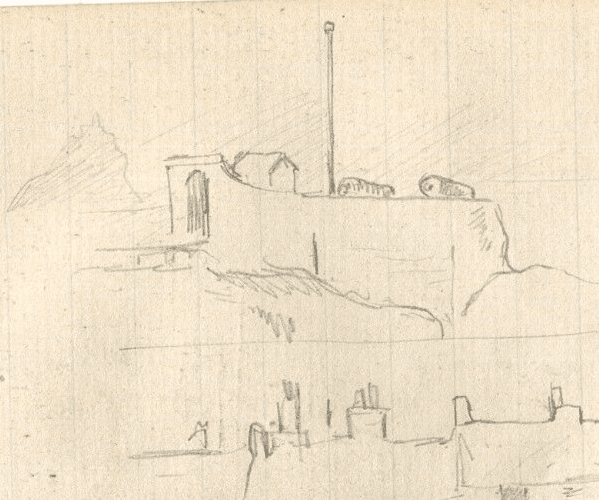 Vintage Pencil Drawing People, Buildings, Workers in the City Original image 4