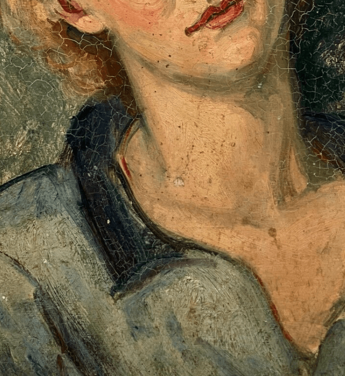 Antique Painting Oil Original Blonde Woman Portrait image 4