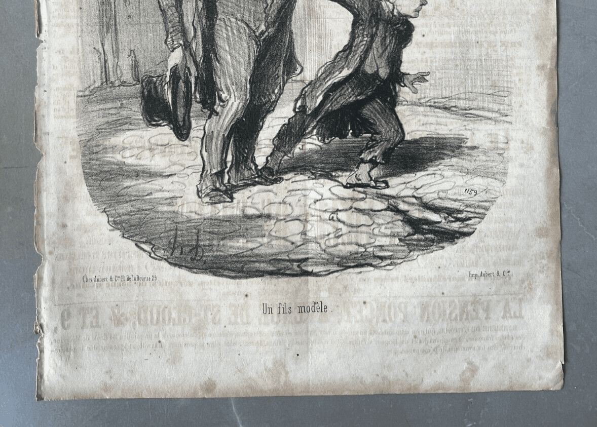 Antique Print 19th century Daumier, les Papas, le fils Modele image 4