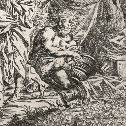 Antique Etching Original Religious, Bible, Fire, People, Moise image 4