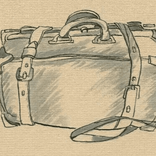 Vintage Ink Original Drawing Suitcase, Bag, Luggage, Object, Still Life image 3
