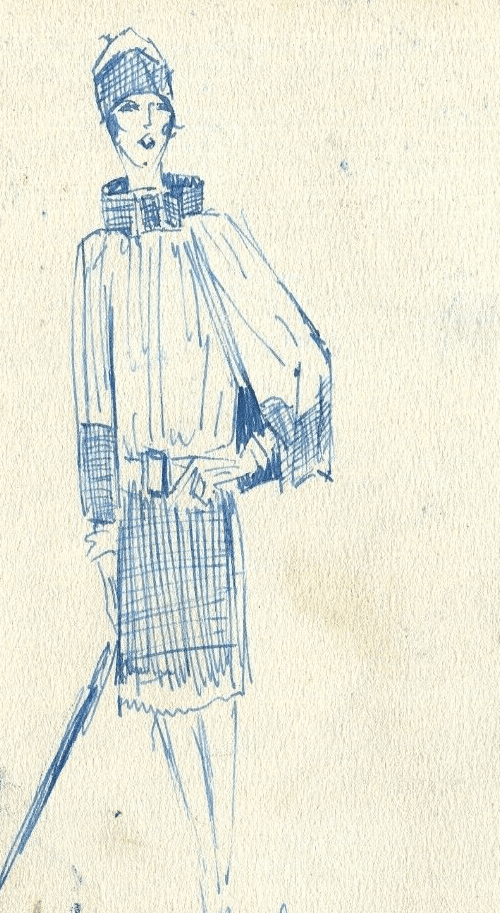 Vintage Ink Original Drawing Women and Texts circa 1930 image 2