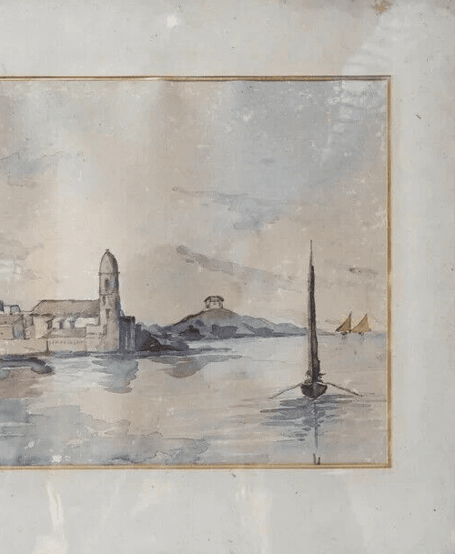 Antique Original Painting, Boat, Cityview, Port, Maritime, Seascape image 4