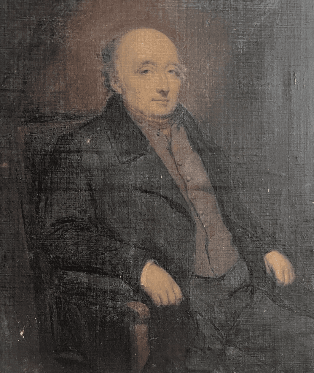 Antique Original Painting Man, Portrait, Businessman 19th image 1