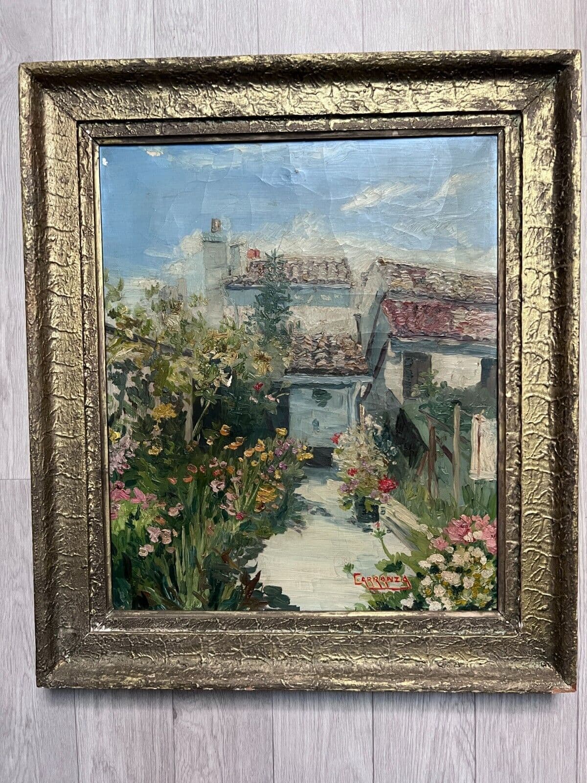 Painting House Flowers Landscape Mediterranean coast image 2