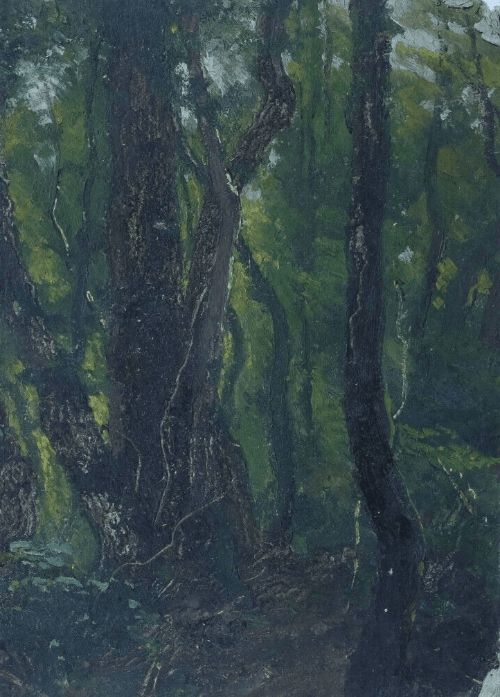Antique Original Painting Landscape, Trees, Forest 19th century image 4