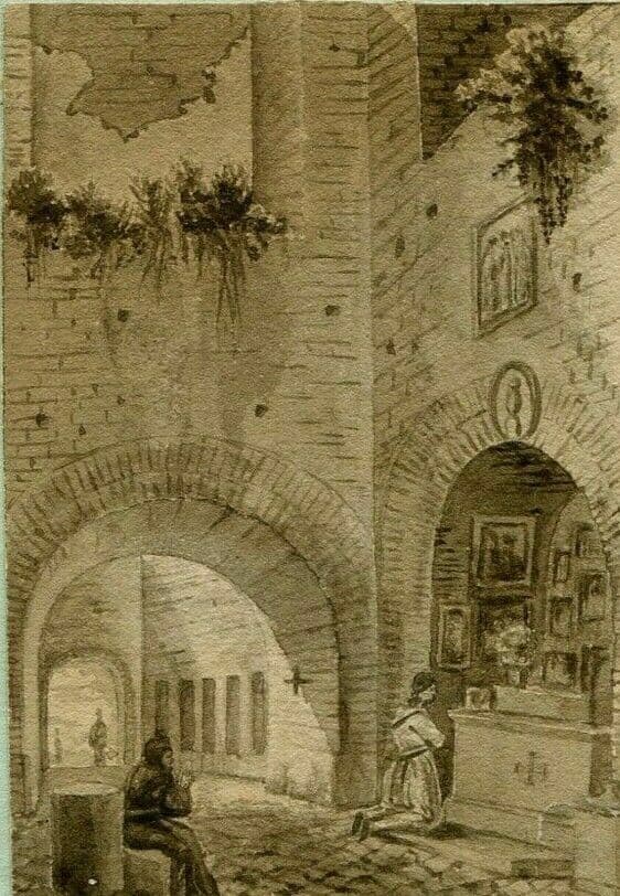 Drawing Religious Figures Praying in a Church image 1
