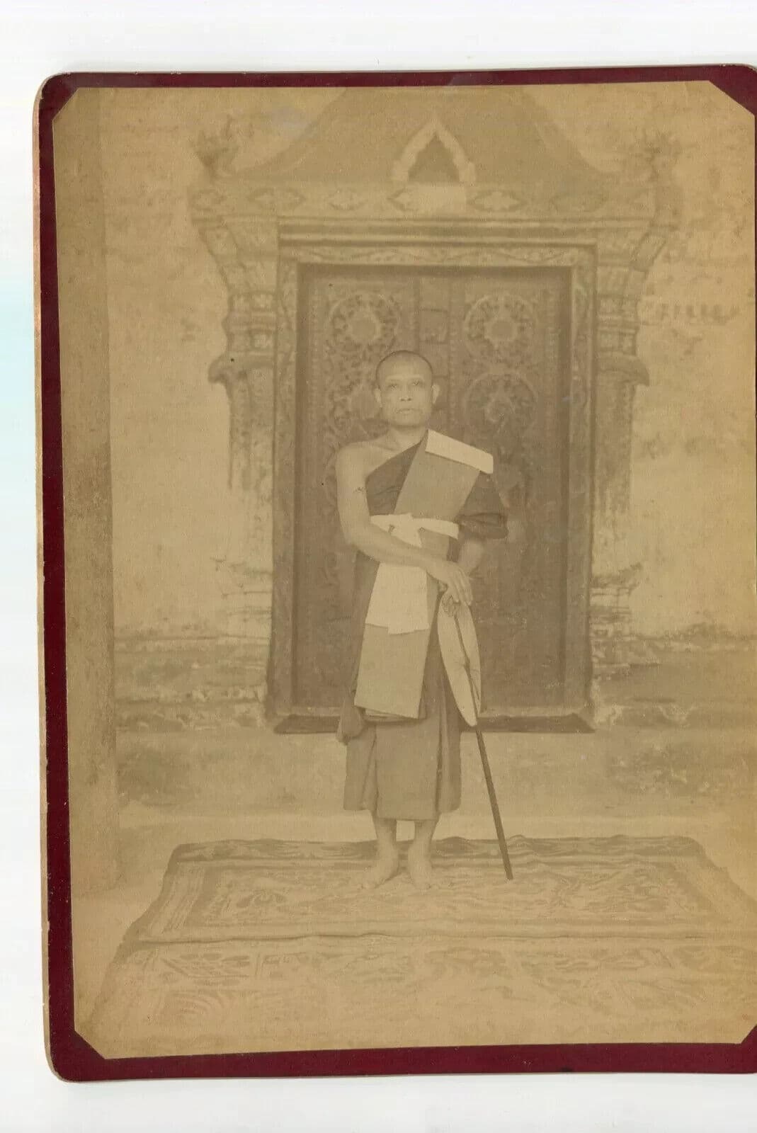 Vintage Original Photograph Monk Posing Near a Temple Indochina Asian Art image 4