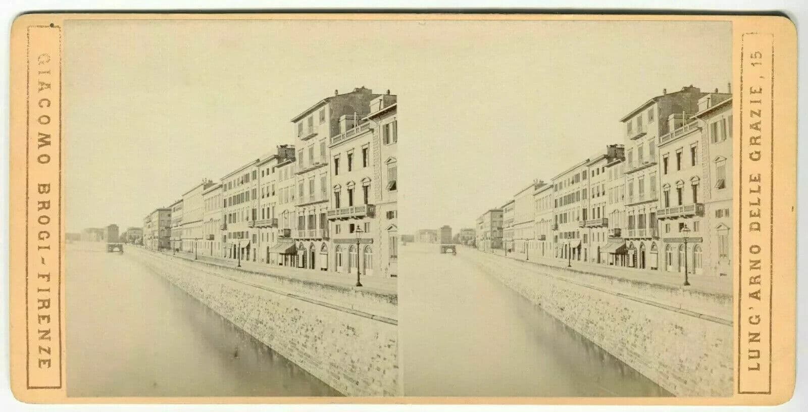 Vintage Stereoview Photo Giacomo BROGI - Florence. Lung' Arno Nuovo c. 1870 image 7