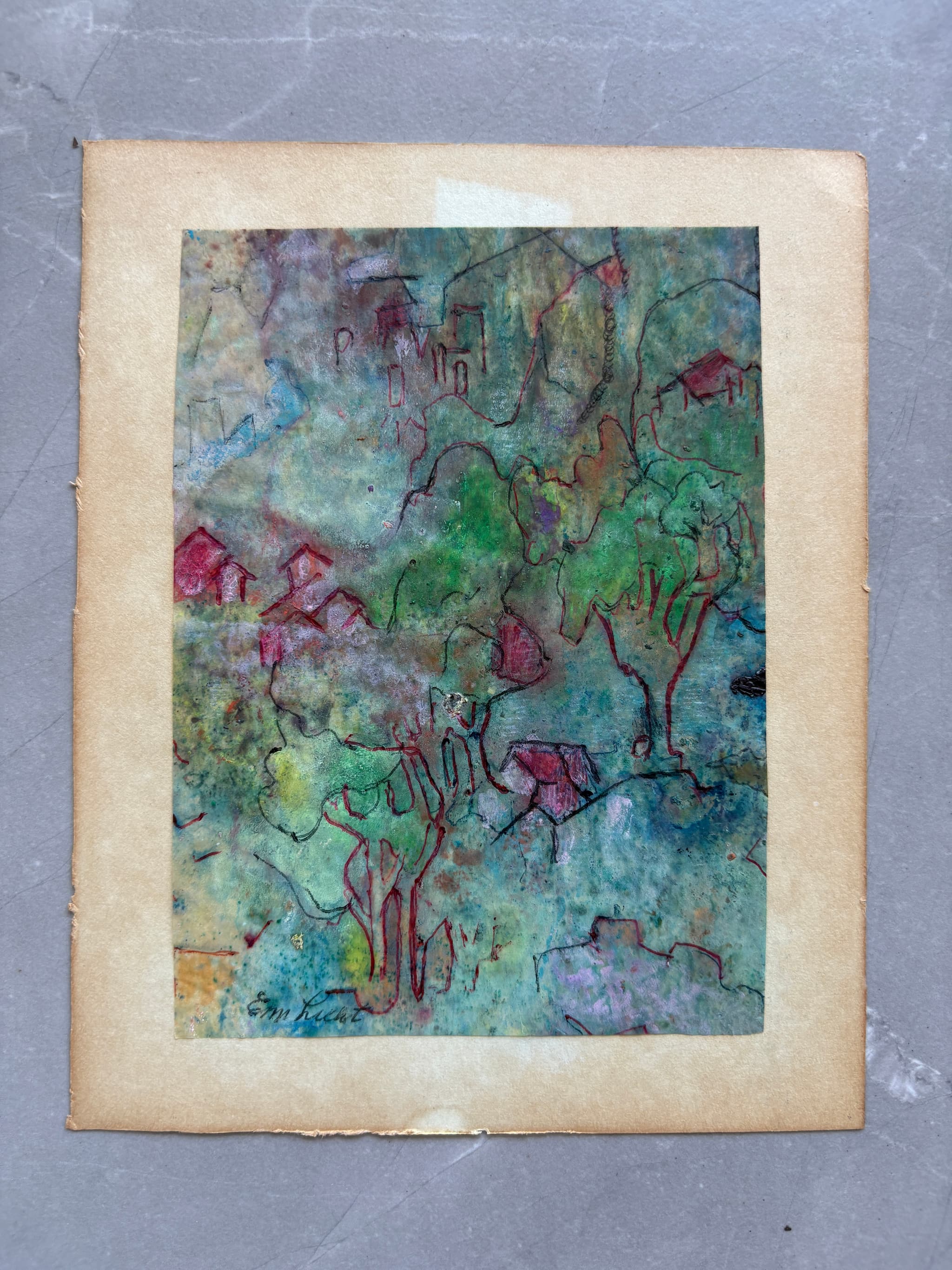 Modern Drawing Original signed Red Blue Green Abstract Evelyn Markon Licht image 4
