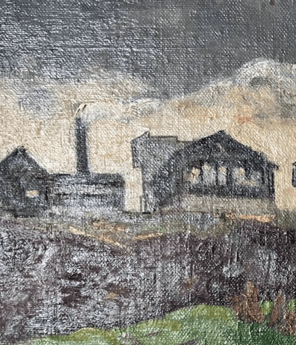 Vintage Original Painting Landscape, Cityview, Houses, Architecture image 3