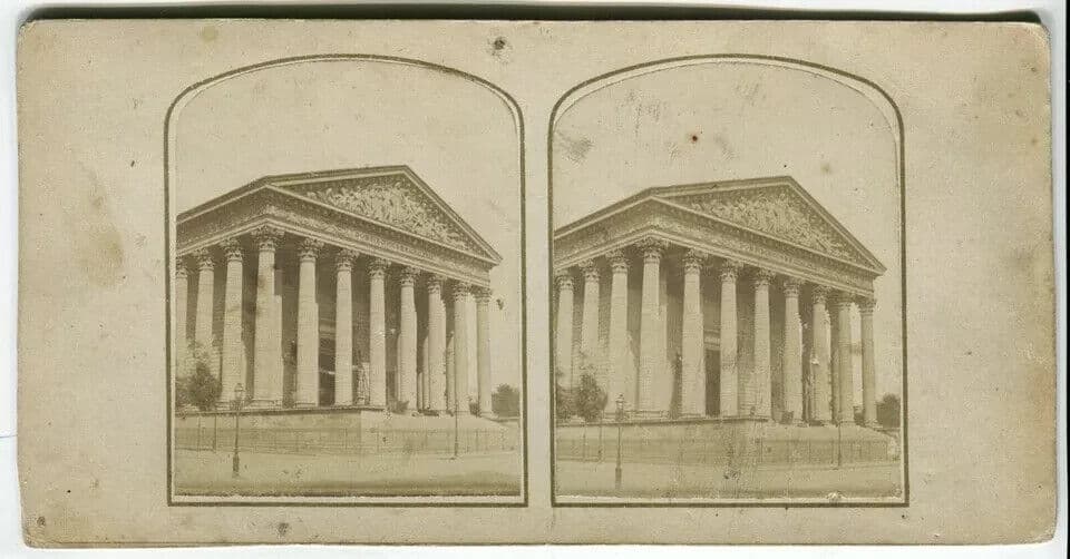 Vintage Photographs Stereoview Church Madeleine Paris - Lecocq-Frêné Albumen image 1