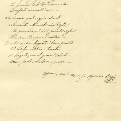Antique Love Poem Document Girolamo Alessandro Biaggi (1819-1897) Composer image 4