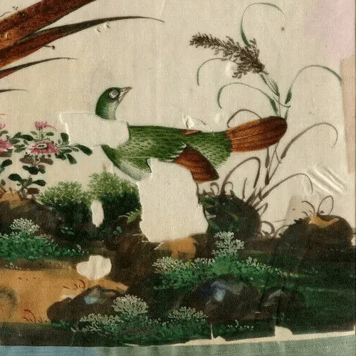 Antique Drawing 19th century Canton Qing Chinese Asia Peacock Asian Artwork image 5
