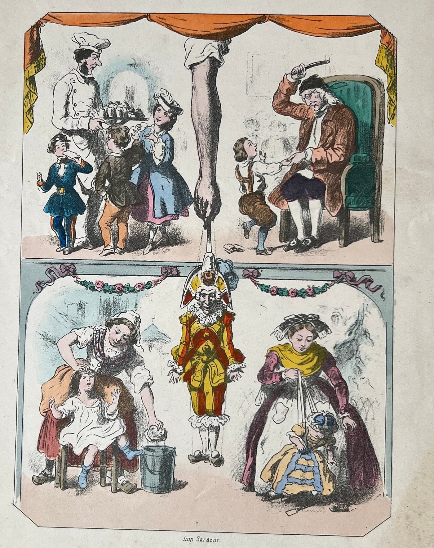 Antique Lithograph - "Théâtre des Marionnettes" (Puppet Theatre) Illustration image 1