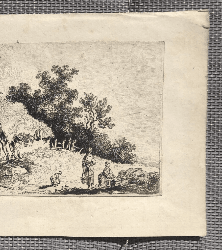 Antique Original Engraving Landscape, House, People, Frédéric Théodore Faber image 6