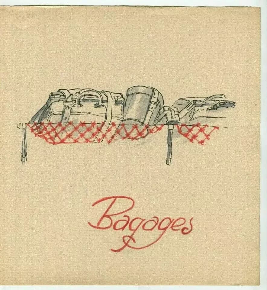 Vintage Ink Drawing Suitcase, Bag, Luggage, Object, Train, Travel, Still Life image 7