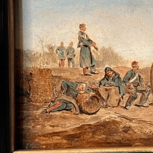 Antique Original Painting Hippolyte BELLANGÉ (1800-1866) Military Men War Framed image 2