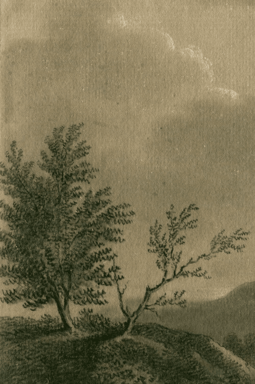 Antique Drawing 19th century Landscape by Night with Figures image 7
